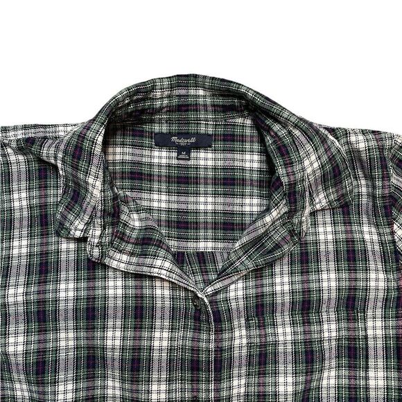 MADEWELL Classic Ex-Boyfriend Shirt Green Plaid Size Medium - Picture 4 of 7